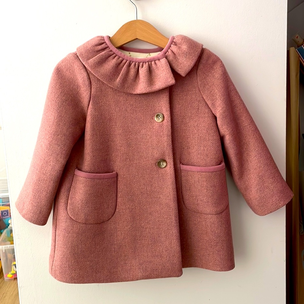 Bonpoint toddler girl double breasted wool coat pink - almost new without tag